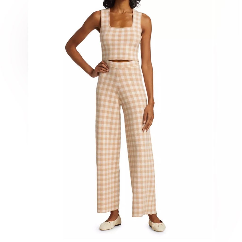 Staud Avalanche Gingham Knit Pants